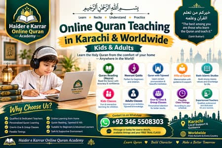 Online Quran Teaching in Karachi & Worldwide | Kids & Adults | Free T