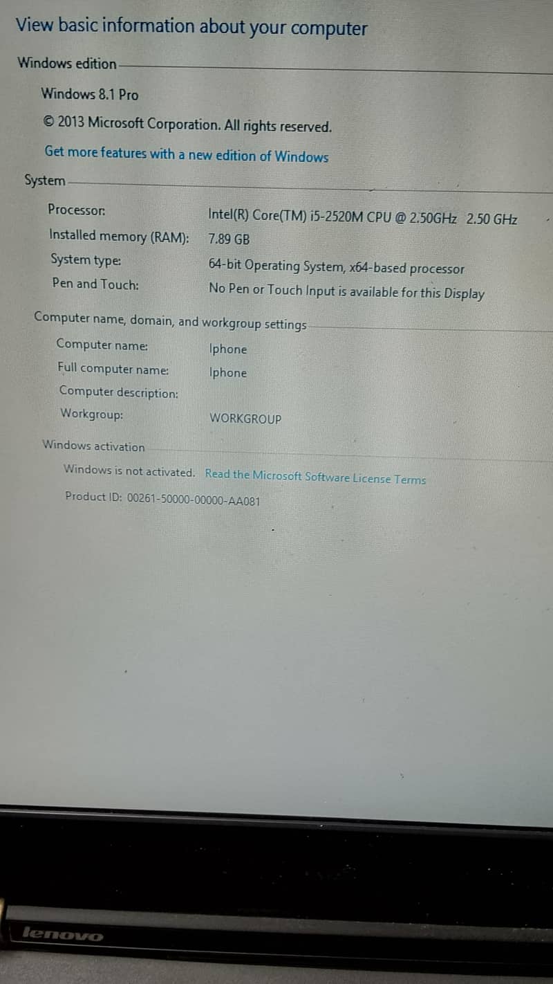 lenovo i5 second generation 5