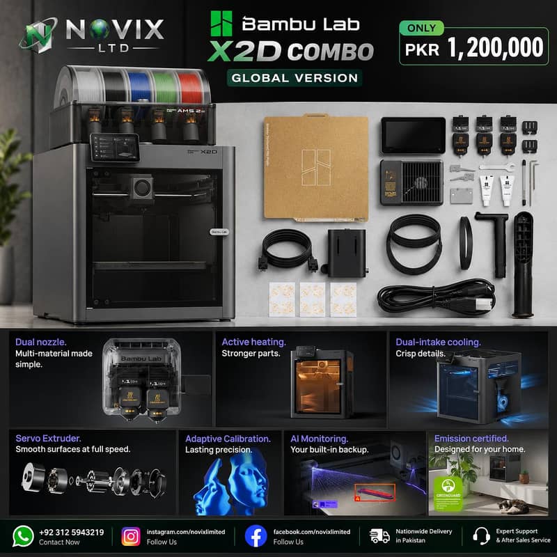 Bambu Lab X2D Combo 3D Printer | Global Version | Brand New 1