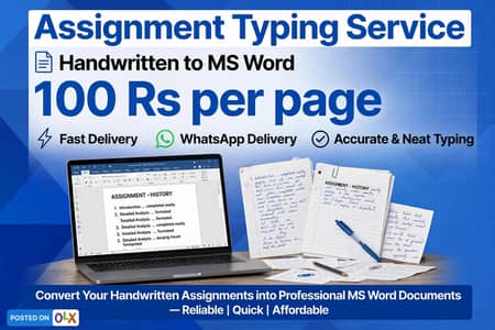 Assignment Typing Service - Handwritten to MS Word - Kahna Lahore