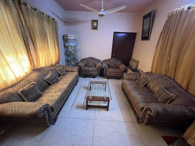 Luxury 7-Seater Sofa Set with Glass Center Tab