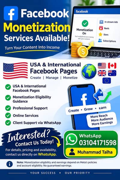 Create New USA&International Facebook Page!. . Monetization Guidance