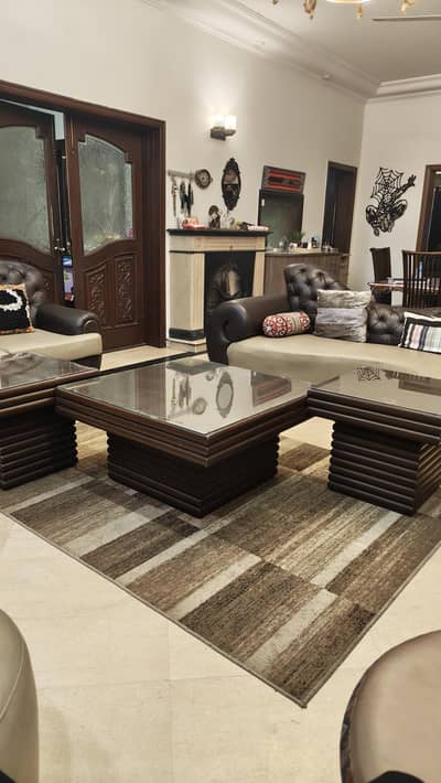 Wooden Table Set. 1 Center Table, 2 Side Tables