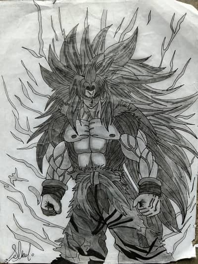Handmade Goku Anime Pencil Sketch – A4 Size