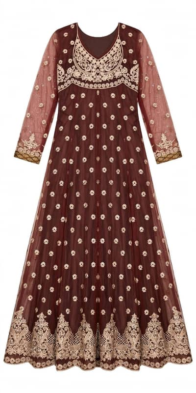 brown embroidery fancy maxi full havey