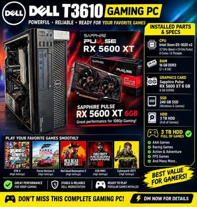 DELL T3610 GAMING PC WITH RX 5600XT FOR SALE