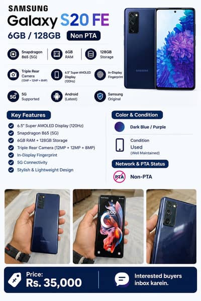 Samsung Mobile S20 FE 5G  Non PTA