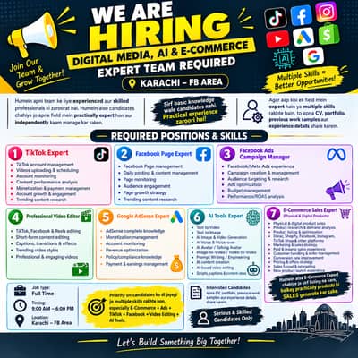 Team Required Tiktok FB Experts