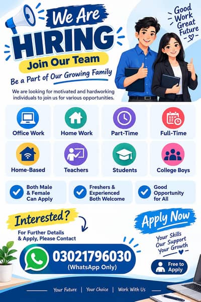 hiring staff for office work and home work