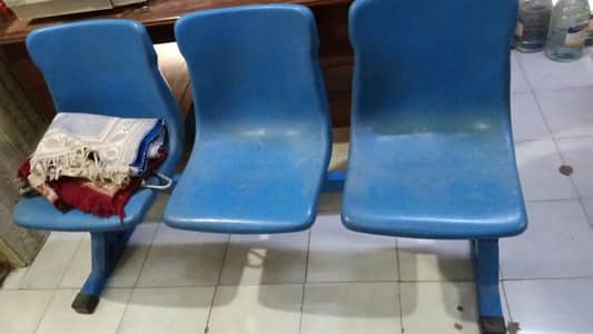 3-Seater Waiting Area Bench – Blue, Heavy Duty