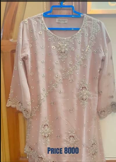 Blush Pink Embroidered Formal Shirt with Dupatta – Handwork – Rs. 8,0