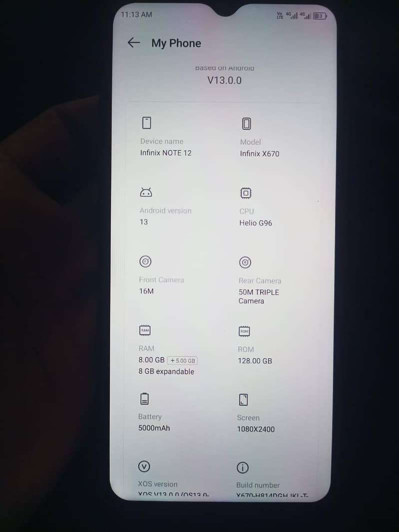Infinix Note 12 G96 nunber 0370/15, 06153 5