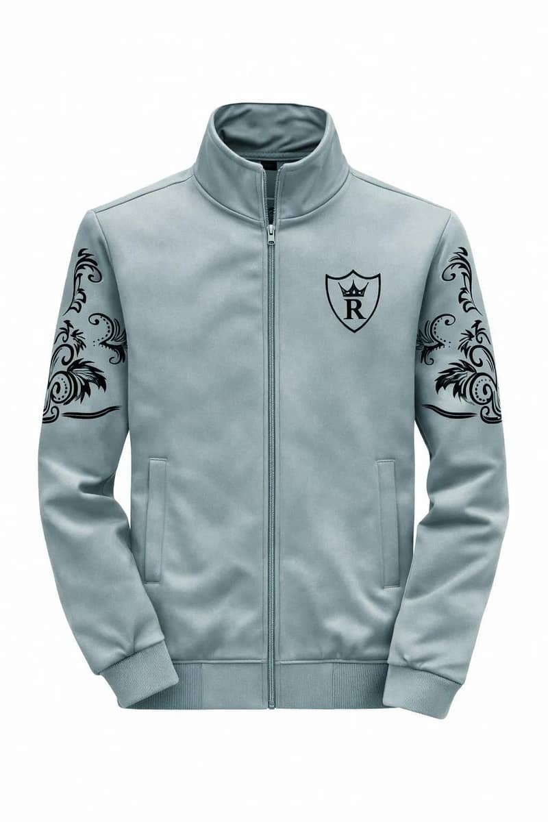 Men Fleece Printed Track Suit Grey Slim Fit Winter - Eastern - 1120744515