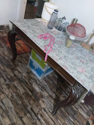 Wooden cat house   and  tea table