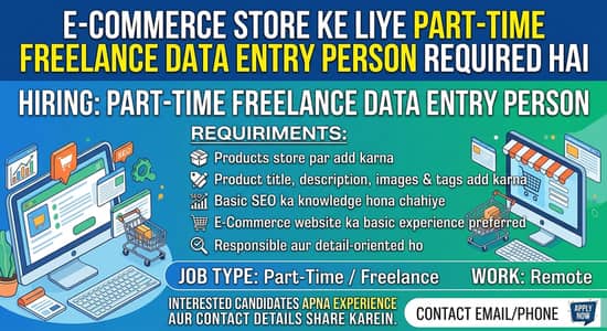 Part-Time E-Commerce Data Entry Operator Required