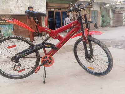 Mountain Bike Cycle for Sale - Red, Dual Suspension, Disc Brake