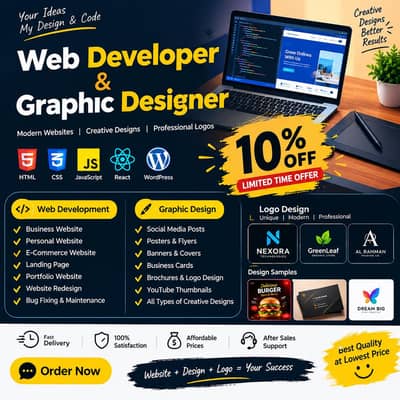 Professional Web Developer & Graphic Designer – 10% OFF