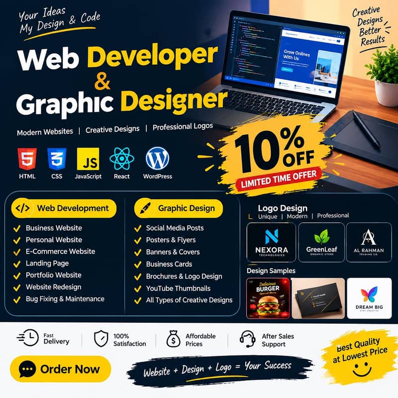 Professional Web Developer & Graphic Designer – 10% OFF 0