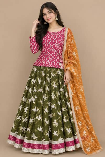Beautiful Fancy Lehenga Suit with Embroidered Blouse & Dupatta