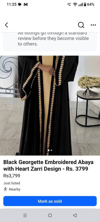 Black Georgette Embroidered Abaya Heart Zarri - 3799 - Sadiqabad