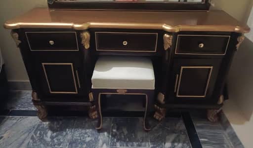 Bed set with side tables and  stool with dressing table and puffy
