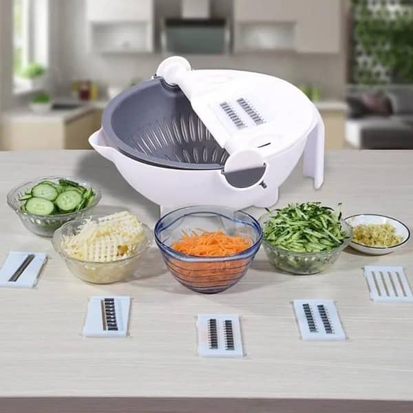 T  5pcs Multi-Function Vegetable Potato Slicing Shredding Machine Washing Household Grater Draining Basket