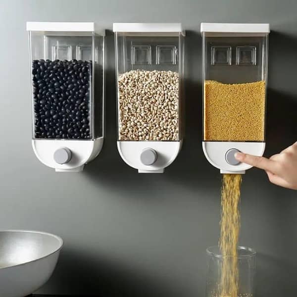 T  1500ml Transparent Body Eco-Friendly Wall Mounted Grain Storage Box