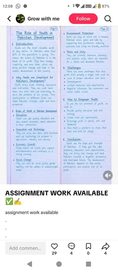 assignment written