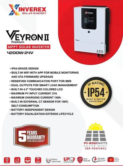 Inverex Veyron II Premium 4.2KW 24V MPPT Solar Inverter | WiFi