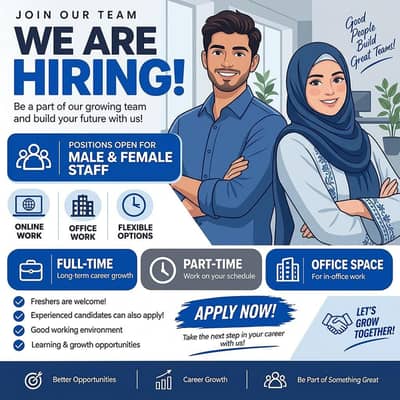 We are Hiring Male & Female for Full Time , Part Time & Home Based Job