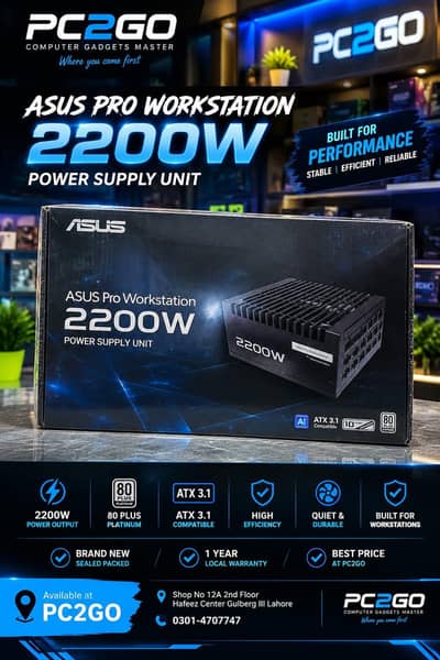 Asus pro workstation 2200W 80+platinum
