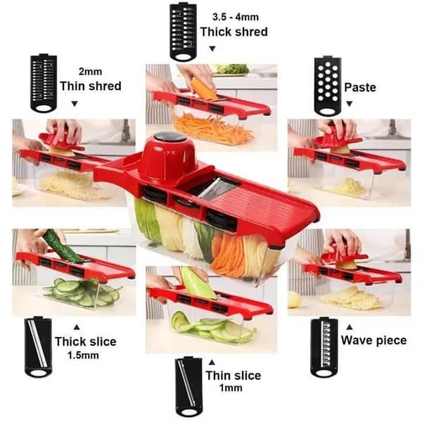 T   Slicer Vegetable Cutter Grater Chopper Six Interchangeable Blades With Hand Protector