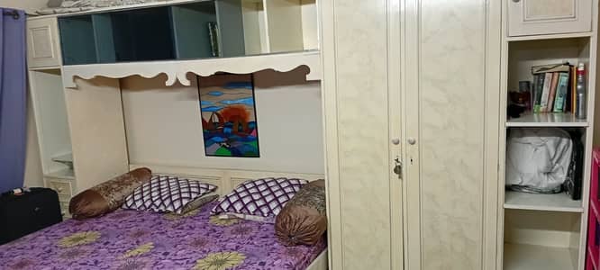 LUXURRY BED WITH THREE MATTERESS ,BOOK SELF CUPBOARD N 3 BEDS