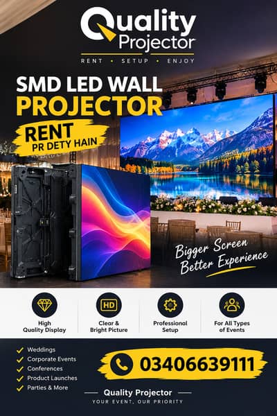 HD Projectors,Multimedia projectors available on Rent,SMD LED Video Wa
