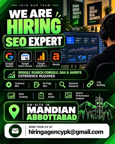 Join Our Team! We’re Hiring an SEO Expert in Mandian, Abbottabad.