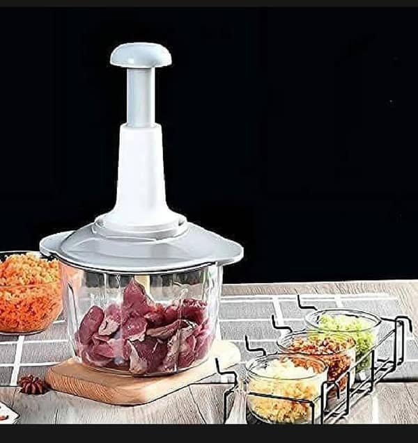 T   Four Blade Hand Pressure Vegetable Grinder Manual Kitchen Chopper Garlic Masher