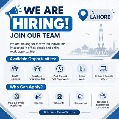 We are hiring male and female staff