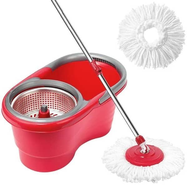 T  360 Spin Mop Bucket Set Portable Double Drive Stainless Steel Bucket Hand Pressure Rotation