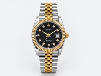 Stylish Automatic Watch Silver Golden – Black Dial