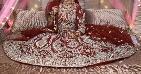 Heavy Bridal Lehenga (Deep Maroon/Red)