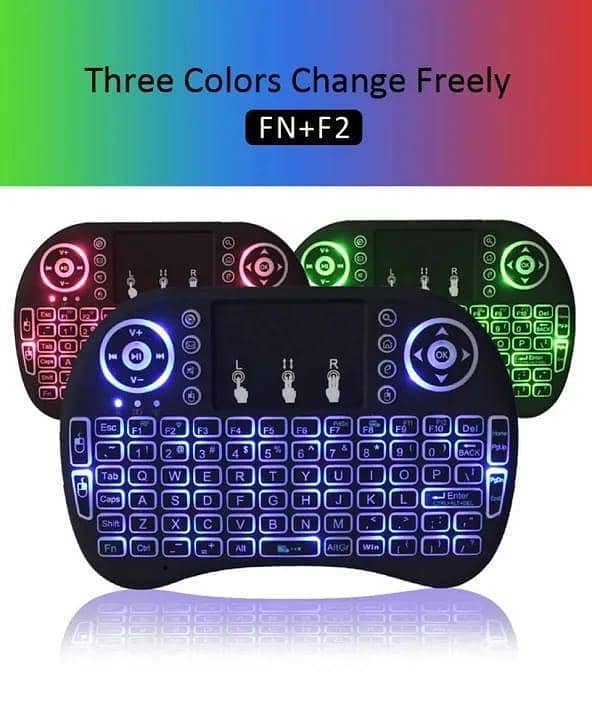T   3 Colors Backlit Mini Wireless Keyboard 2.4ghz With Touchpad Remote Control