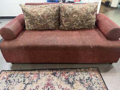 Sofa with ottoman and puffy