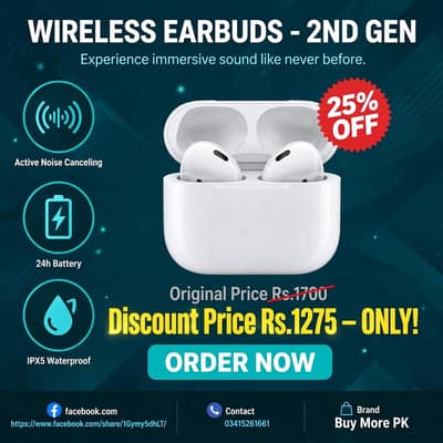 2nd Generation Wireless Bluetooth Earbuds with Charging Case