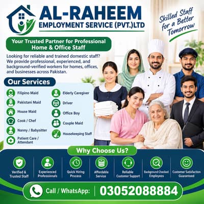 Provide Maids ,Babysitter, Driver, Helper, Couples, Patient Care, Cook