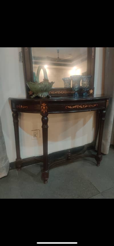 Pure wood console with mirror