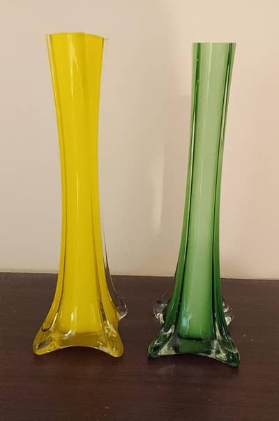 Premium Handcrafted Art Glass Flower Vases (Pair of 2)