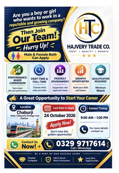 Work Opportunities for Male And. Females both