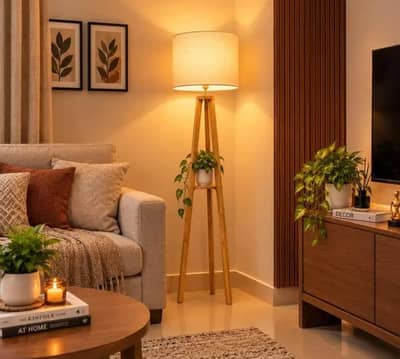 royal fashioned wooden and steel floor lamps