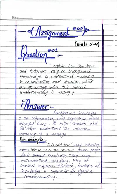 Hand written Assignments for AIOU & Virtual university students