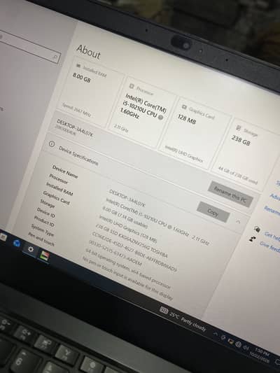 Core i5.10th generation 8/256 backlight keyboard finger sencor i